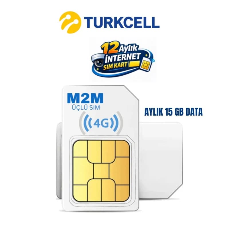 Turkcell 15GB Aylık Data Hattı – 12 Ay Geçerli 4G LTE SIM Kart, Güvenlik Kamerası ve Router İçin Mobil İnternet - M2M DATA HATLARI - Hikvision