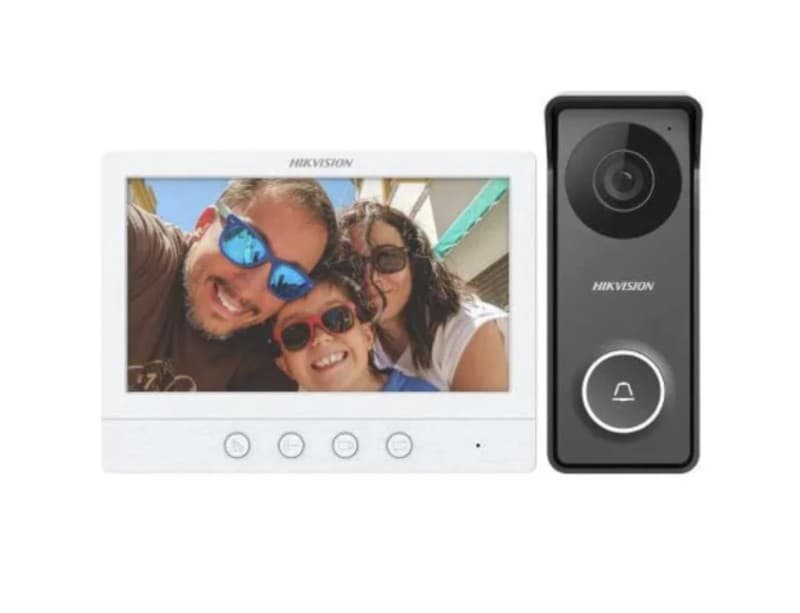 Hikvision DS-KIS213 4 Kablolu HD 7" LCD Ekran Dahili Mikrofon ve Hoparlör Interkom Kiti - VİLLA KİTLERİ - Hikvision