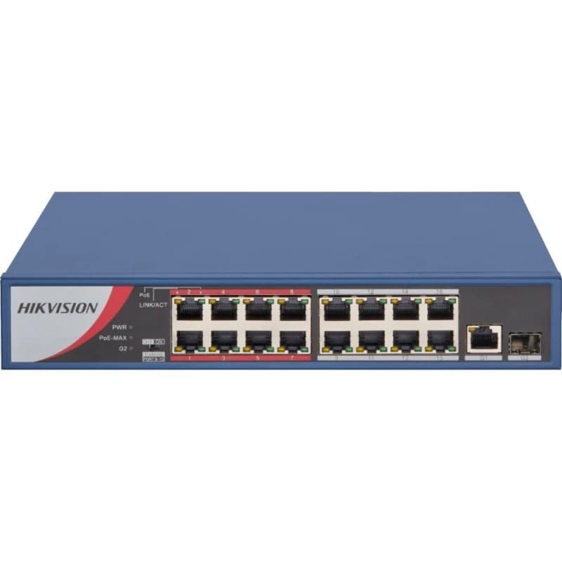 Hikvision DS-3E0318P-E/M 16 Port 100 Mbps PoE Yönetilemez Switch - POE SWITCH - Hikvision
