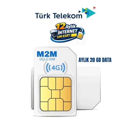 Türk Telekom 20GB Aylık Data Hattı – 12 Ay Geçerli SIM Kart, 4G LTE Mobil İnternet Hattı - M2M DATA HATLARI - Hikvision