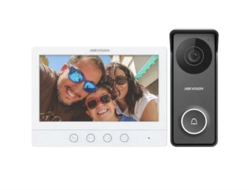 Hikvision DS-KIS213 4 Kablolu HD 7" LCD Ekran Dahili Mikrofon ve Hoparlör Interkom Kiti - VİLLA KİTLERİ - Hikvision