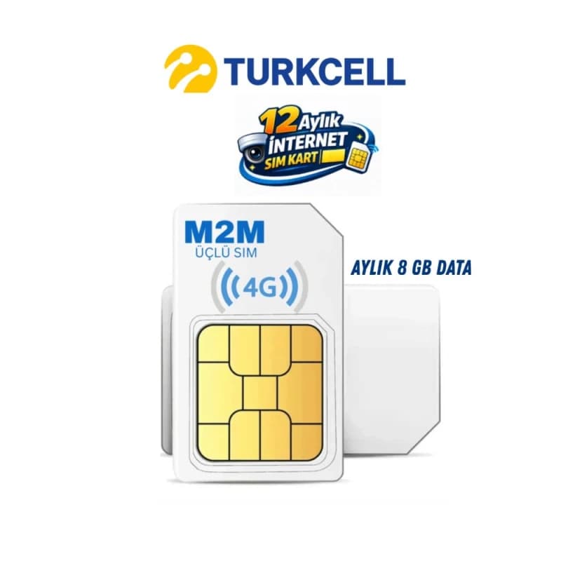 Turkcell 8GB Aylık Data Hattı – 12 Ay Geçerli 4G LTE SIM Kart, Güvenlik Kamerası ve Router İçin Mobil İnternet - M2M DATA HATLARI - Hikvision