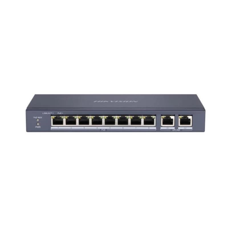 Hikvision DS-3E0310P-E/M 8 Port PoE Switch – 2 Gigabit Uplink, 60W, 300m Extend, Metal Kasa - POE SWITCH - Hikvision